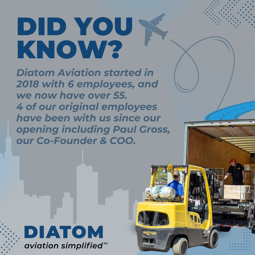 Did you know? Diatom Aviation started in 2018 with 6 employees, and now have over 55. Four of our original employees have been with us since our opening including Paul Gross, our Co-Founder and COO.